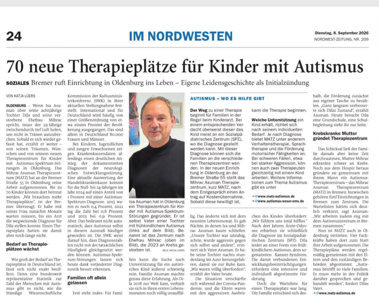 Zeitungsartikel der Nordwest-Zeitung über MATZ in Oldenburg