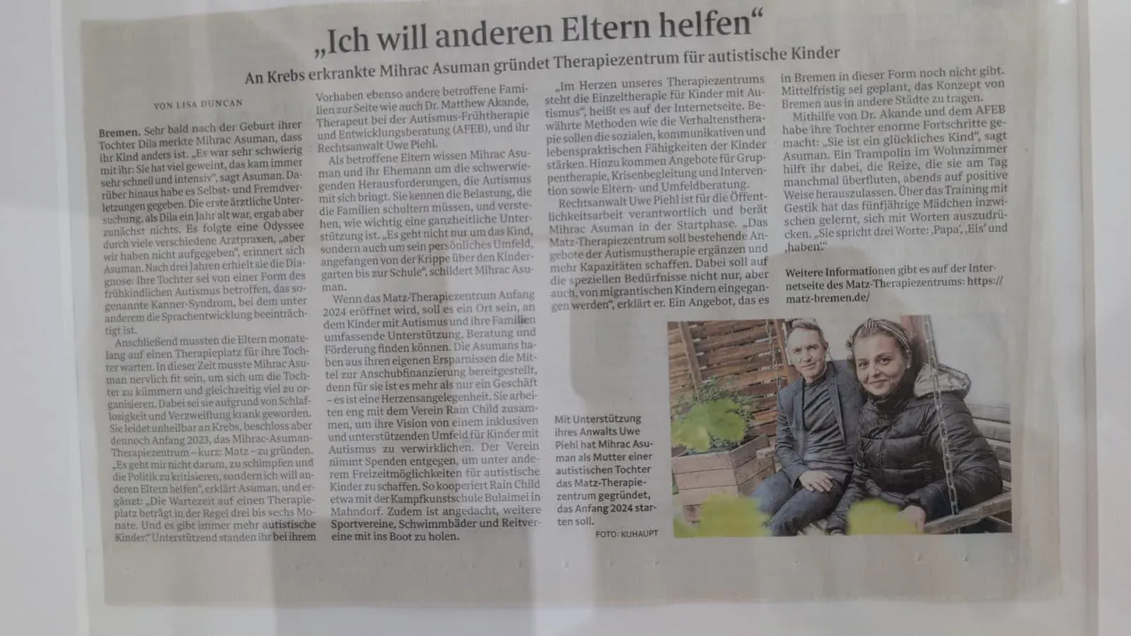 Zeitungsartikel des Weser-Kurier über MATZ
